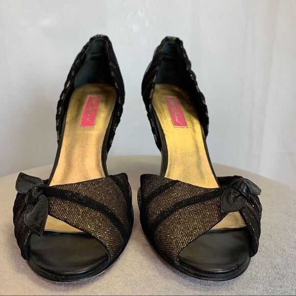Betsey Johnson black gold Beverly heels size 8 - Picture 6 of 12